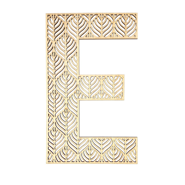 photo-Grande lettre en bois - E - Bois - Ajouré - A décorer - 24 cm - Loisirs créatifs