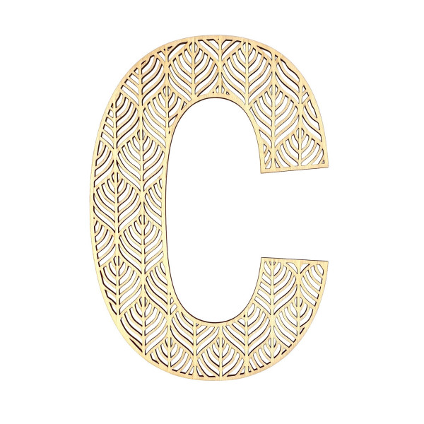 photo-Grande lettre en bois - C - Bois - Ajouré - A décorer - 24 cm - Loisirs créatifs