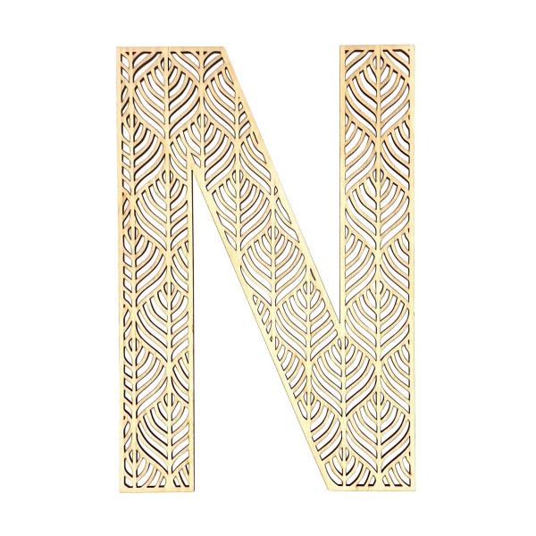photo-Grande lettre en bois - N - Bois - Ajouré - A décorer - 24 cm - Loisirs créatifs