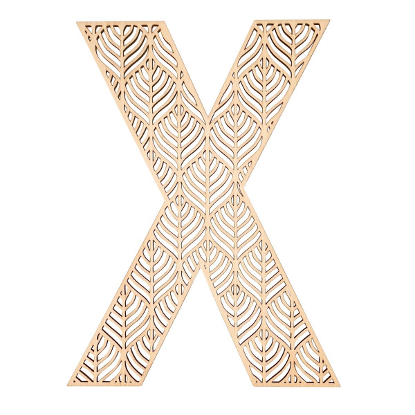 photo-Grande lettre en bois - X - Bois - Ajouré - A décorer - 24 cm - Loisirs créatifs