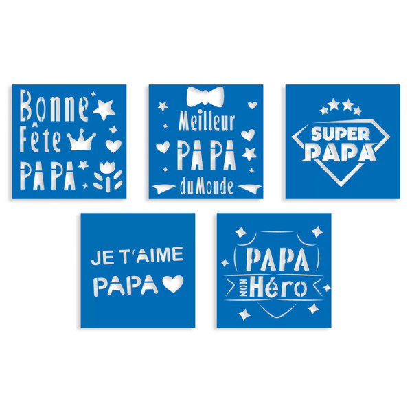 photo - Pochoirs - Bonne fête papa - 5 modèles - Tout support - Réutilisable