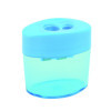 photo - Taille-crayons - 2 trous - Avec réservoir plastique - Bleu - Pour l'école