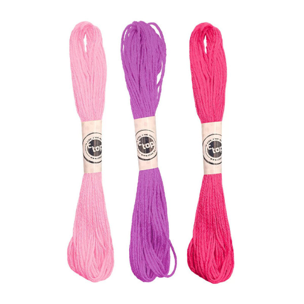 photo - Fils de coton - Rose/Violet - 3 modèles - Pour fabriquer des bracelets brésilien