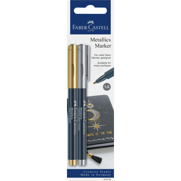 Marqueurs - Or - Argent - Indélébile - Tous supports - Faber-Castell