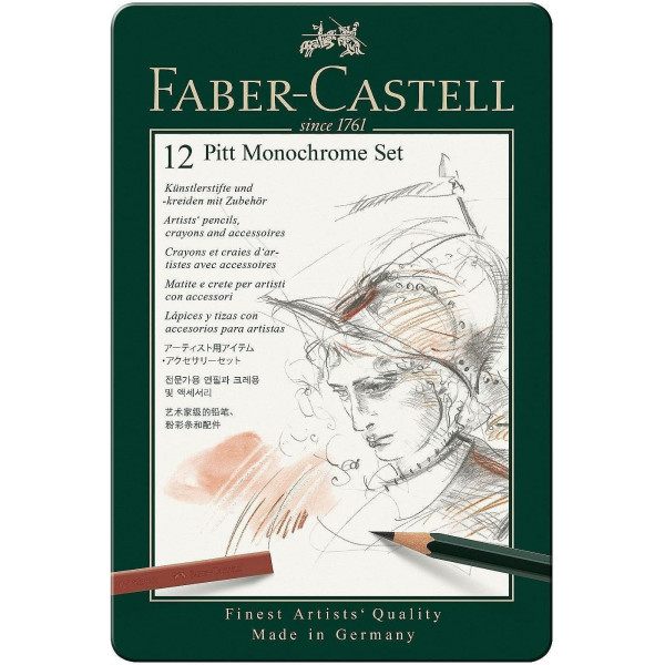 photo - Crayons graphite - Dessin - Esquisse - Faber-Castell - Pitt Monochrome - 12 pièces