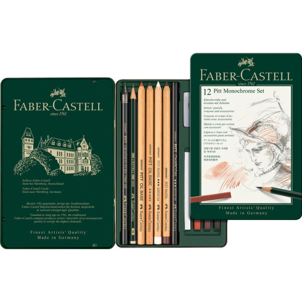 Crayons graphite - Dessin - Esquisse - Faber-Castell - Pitt Monochrome - 12 pièces