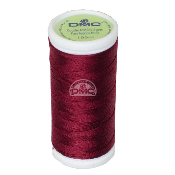 photo - Fil à coudre - 100% coton - DMC - Tubino + - Rouge bordeaux - Bobine 100m