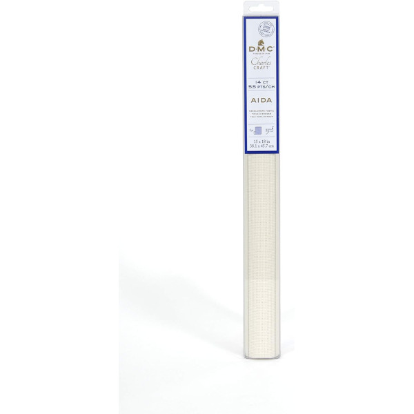 Toile Aïda à broder - 100% coton - 5,5pts/cm - 38x46cm - Blanc - DMC