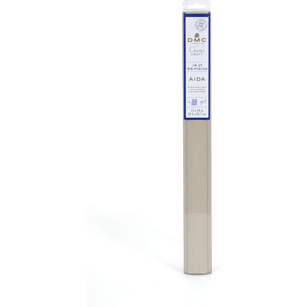 Toile Aïda à broder - 100% coton - 5,5pts/cm - 38x46cm - Beige - DMC