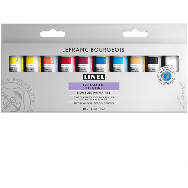 photo-Gouache - Extra-fine - Beaux-arts - Linel - 10 tubes de 14ml - Couleurs basiques