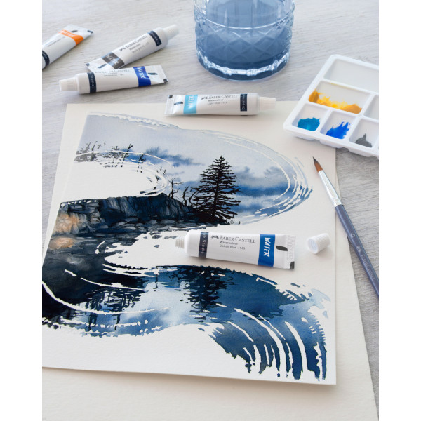Peinture aquarelle - 24 couleurs + palette + pinceau - Faber-Castell - Tube 9ml