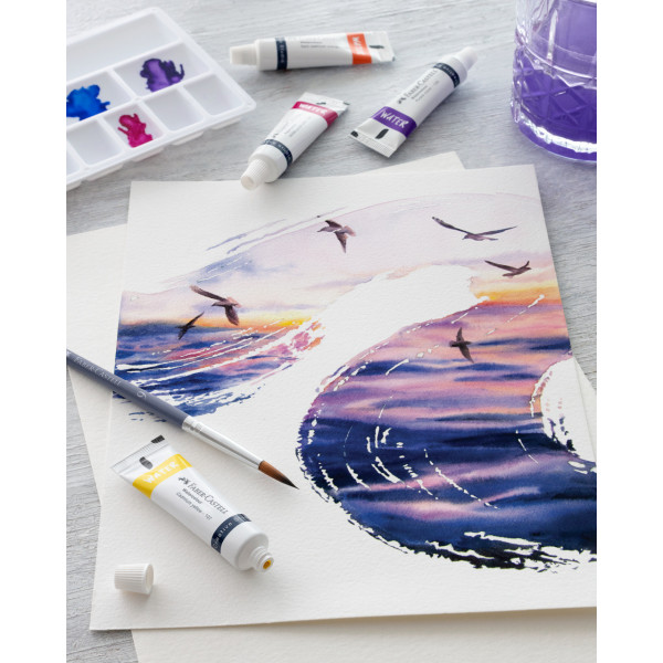 Peinture aquarelle - 24 couleurs + palette + pinceau - Faber-Castell - Tube 9ml