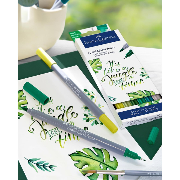 6 feutres - Dessin - Faber-Castell - Goldfaber Aqua - Double pointe - Jungle