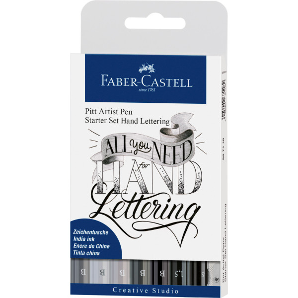 Feutres - Calligraphie - Noir/Gris - Pointe pinceau - Faber-Castell - Pitt Artist Pen