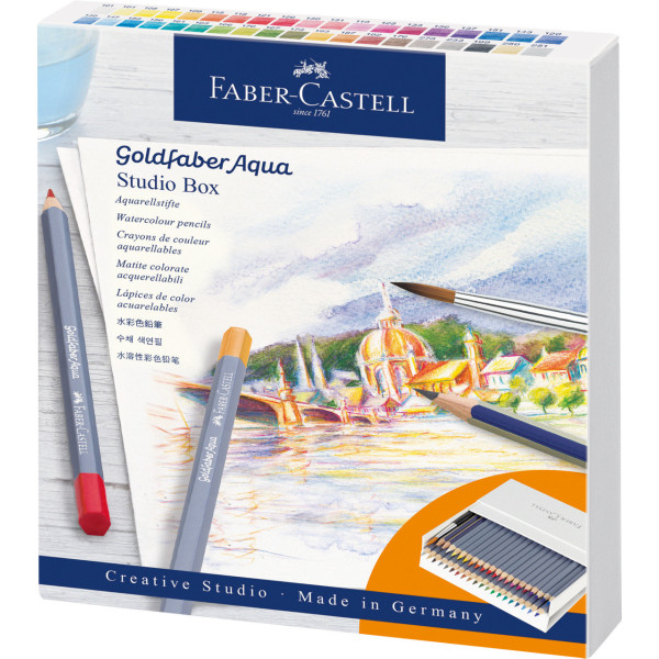 photo-38 crayons de couleurs - Aquarellable - Faber-Castell - Goldfaber Aqua - Studio Box