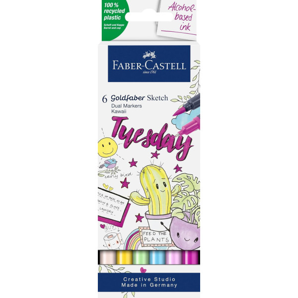 photo-6 feutres - Dessin - Faber-Castell - Goldfaber Sketch - Double pointe - Teintes Kawaii