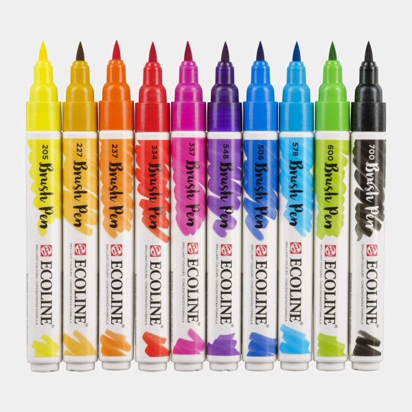 Lot De 10 Feutres Pinceaux Aquarelle Transparente Concentré - Ecoline Brush Pens - Royal Talens | Surdiscount