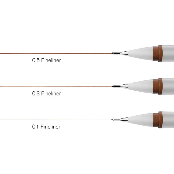 Set 3 Feutre À Pointe Fine - Pointe Sepia - Winsor & Newton | Surdiscount