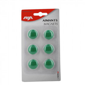 Lot De 6 Aimants Ronds De 22 Mm - Vert - Sign pas cher