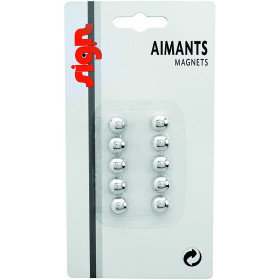Lot De 10 Aimants Ronds Diamètre De 9 Mm - Argent - Sign pas cher