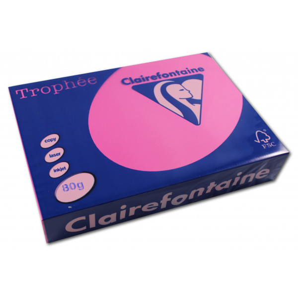 500 feuilles A4 - 80g - Couleur vives - Rose Fuschia - Trophée Clairefontaire
