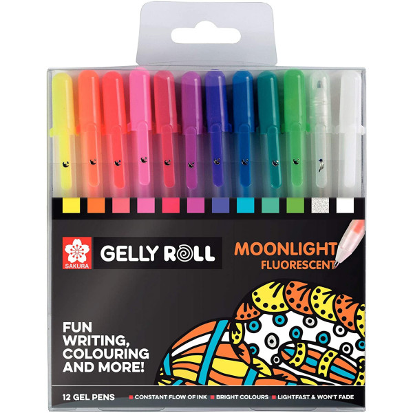 Lot De 12 Stylos Gel Moonlight Fluorescent - Sakura pas cher