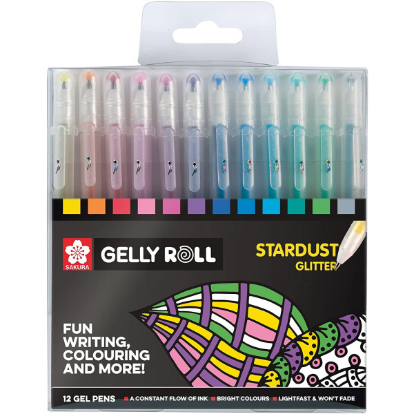 Lot De 12 Stylos Gel Stardust Glitter - Sakura pas cher