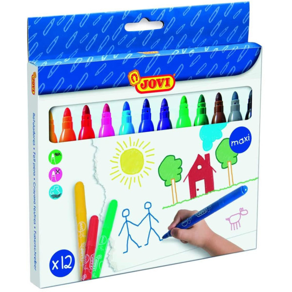 Boîte De 12 Feutres Maxi Dessin - Jovi pas cher