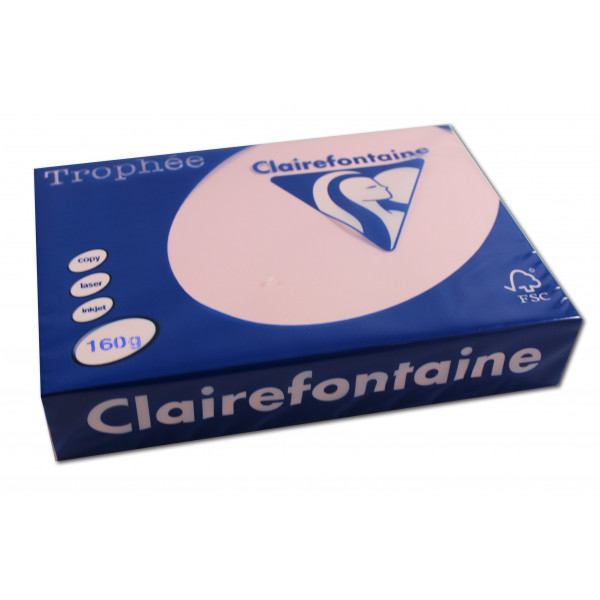 250 feuilles A4 - 160g - Couleur pastels - Rose - Trophée Clairefontaire