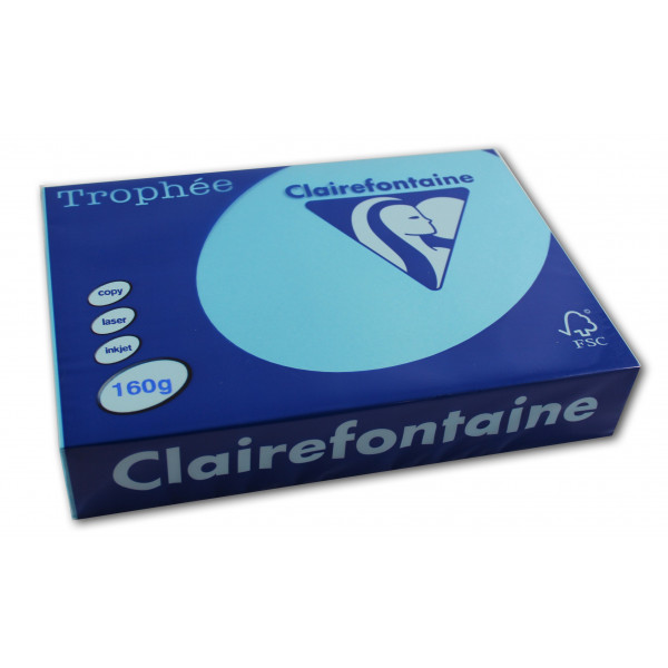 250 feuilles A4 - 160g - Couleur vives - Bleu royal - Trophée Clairefontaire