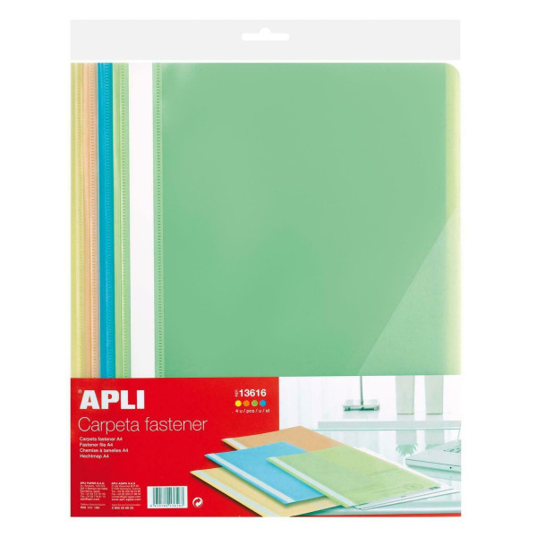 photo-Sachet de 4 pochettes avec reliure en polypropylène - 210x297 mm - Couleurs Assorties