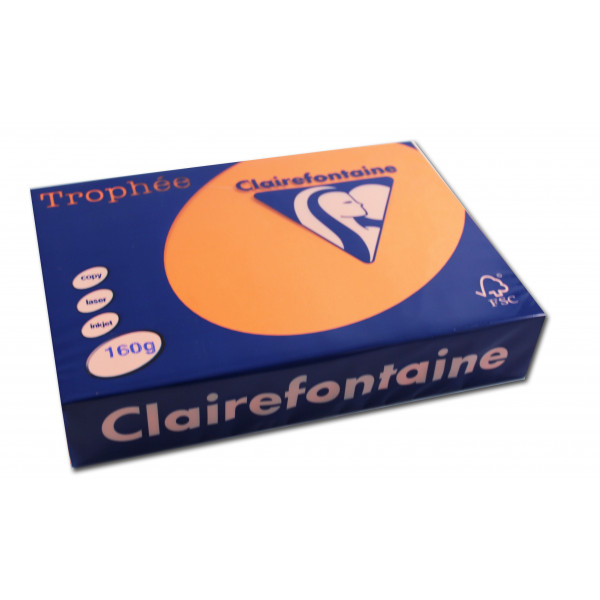 250 feuilles A4 - 160g - Couleur vives - Orange vif - Trophée Clairefontaire