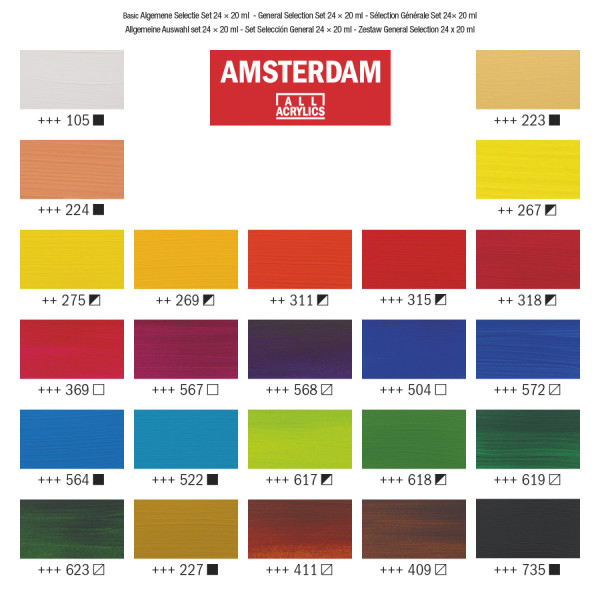 Set Peinture Acrylique de 24 tubes - Amsterdam | Surdiscount