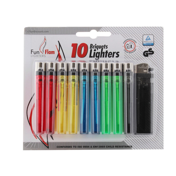 Lot De 10 Briquets Translucides - Fun Flam pas cher
