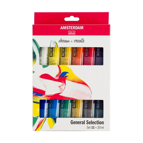 Set Peinture Acrylique de 12 tubes - Amsterdam pas cher