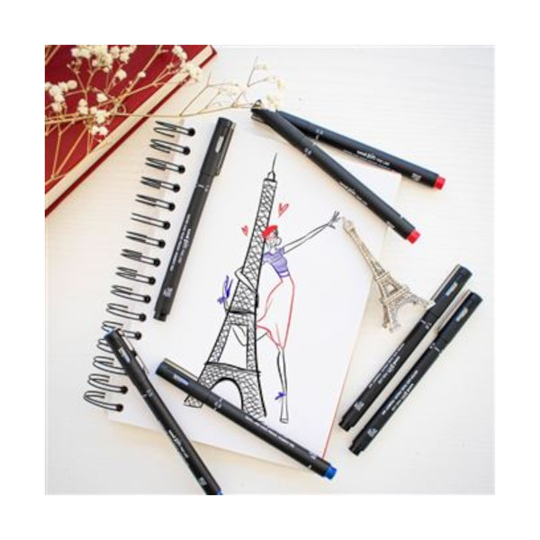 Pochette de 5 feutres - Dessin et écriture - Assortiment - Uni-ball - Uni Pin