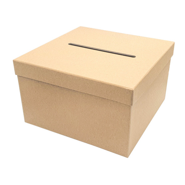Urne - Kraft - Carré - A décorer - Carton - 24,5x24,5x15cm
