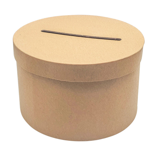photo - Urne - Kraft - Ronde - A décorer - Carton - 24,5x24,5x15cm