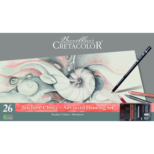 Boîte métal - Crayons - Beaux-arts - Esquisse - Dessin - Portrait - 26 pièces - Cretacolor