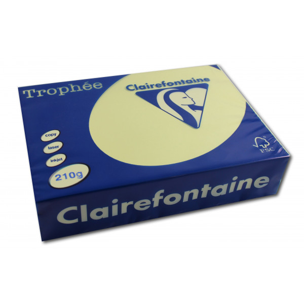 250 feuilles A4 - 210g - Couleur pastels - Canari - Trophée Clairefontaire