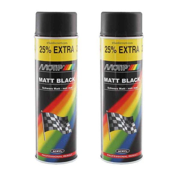 Lot de 2 bombes de peinture - noir mat - Motip pas cher