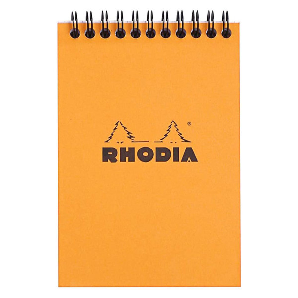 photo-Bloc notes - A6 - 10,5x14,8cm - Petits Carreaux - 80 feuilles - Orange - Avec spirale - Rhodia