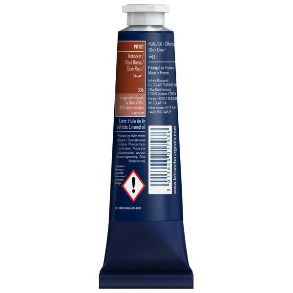 Peinture à l'huile - Fine - Ocre rouge - 306 - Lefranc Bourgeois - 40ml