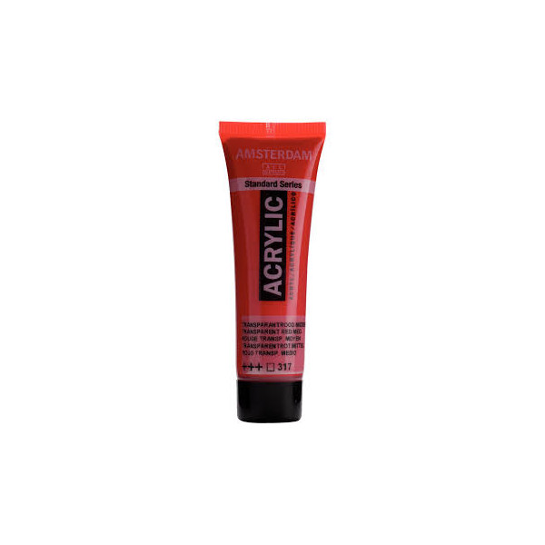 Peinture Acrylique en tube - rouge transp moy - Amsterdam pas cher