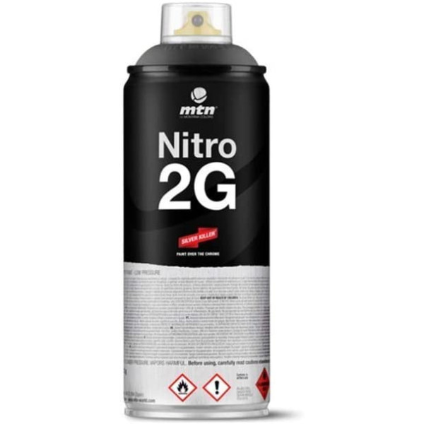 Bombe de peinture noir goudron mat nitro 2G 400ml - Mtn pas cher
