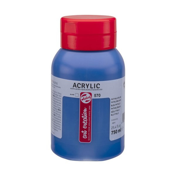 photo-Peinture acrylique - Bleu Phtalo - 570 - Pot de 750 ml - Talens Art Creation