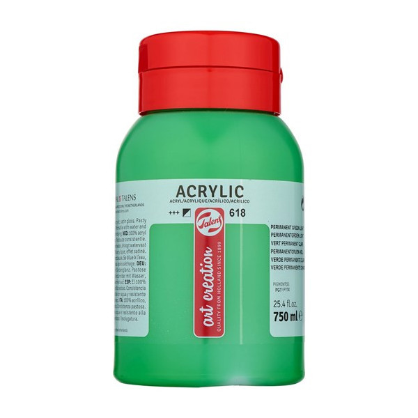 photo-Peinture acrylique - Vert Permanent Clair - 618 - Pot de 750 ml - Talens Art Creation