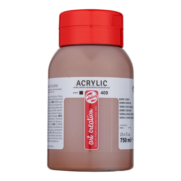photo-Peinture acrylique - Terre d'Ombre Brûlée - 409 - Pot de 750 ml - Talens Art Creation