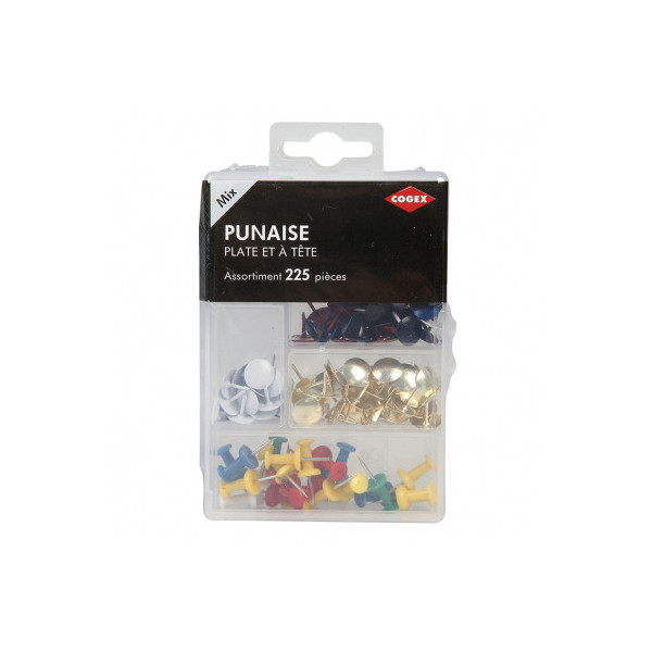 Punaise assortiment 225 pièces - Cogex pas cher