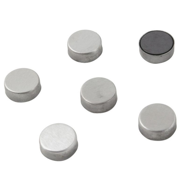 Lot 6 aimants magnet rond inox brosse - Cogex pas cher